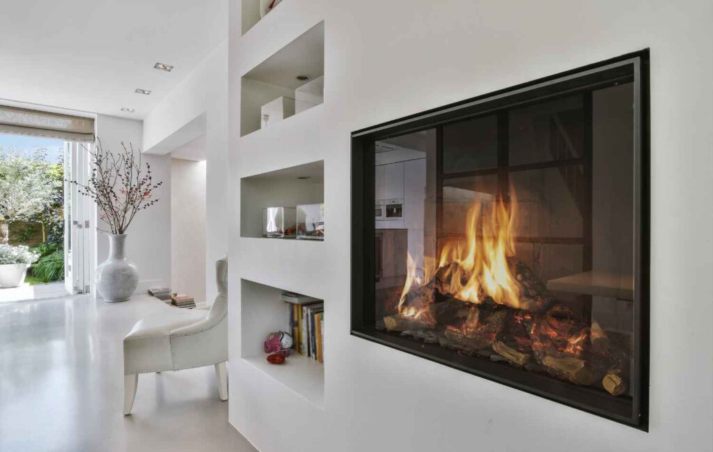 Brown Fireplace